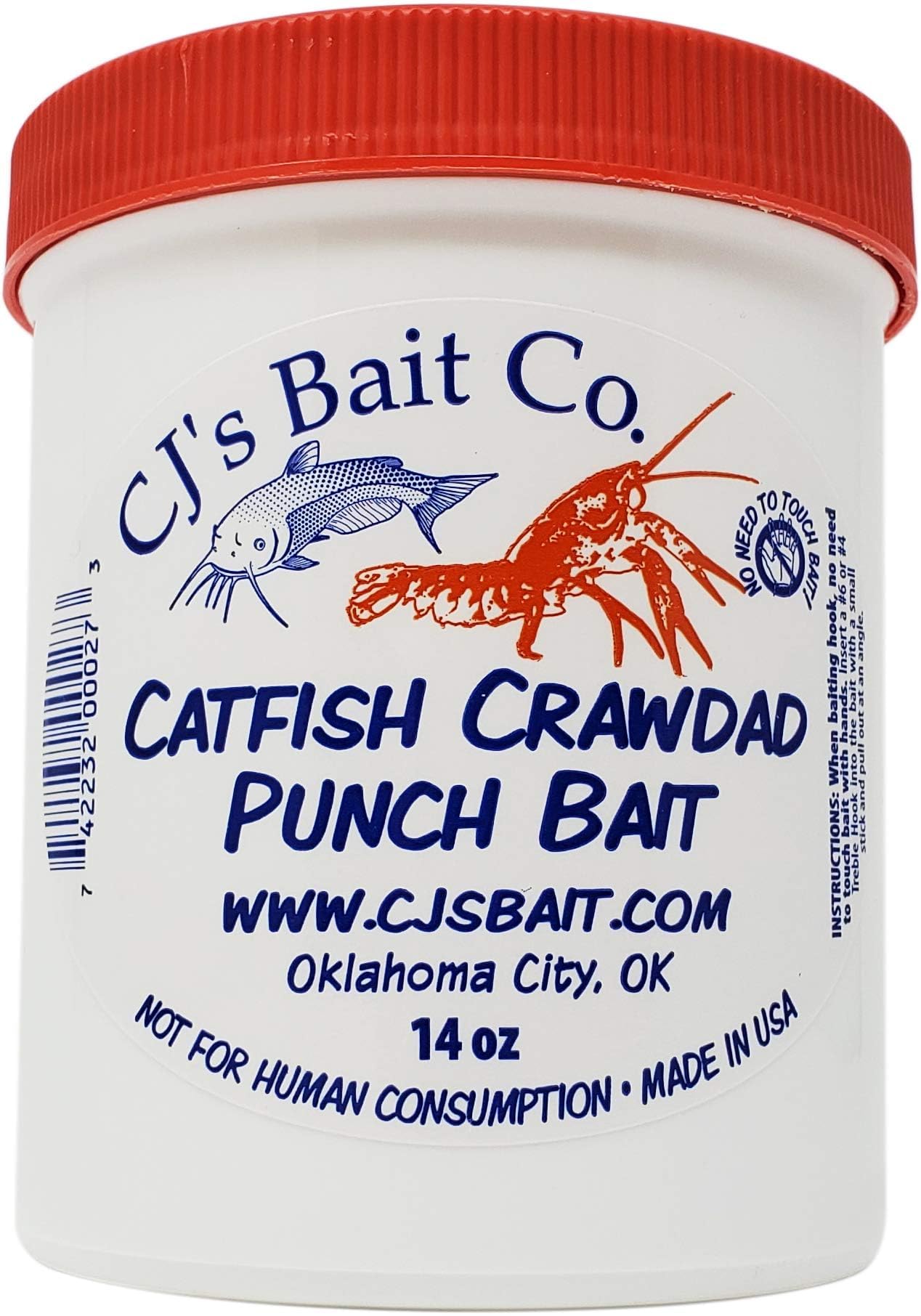 CJ's Catfish Punch Bait Minnow flavor applied to a hook for bites