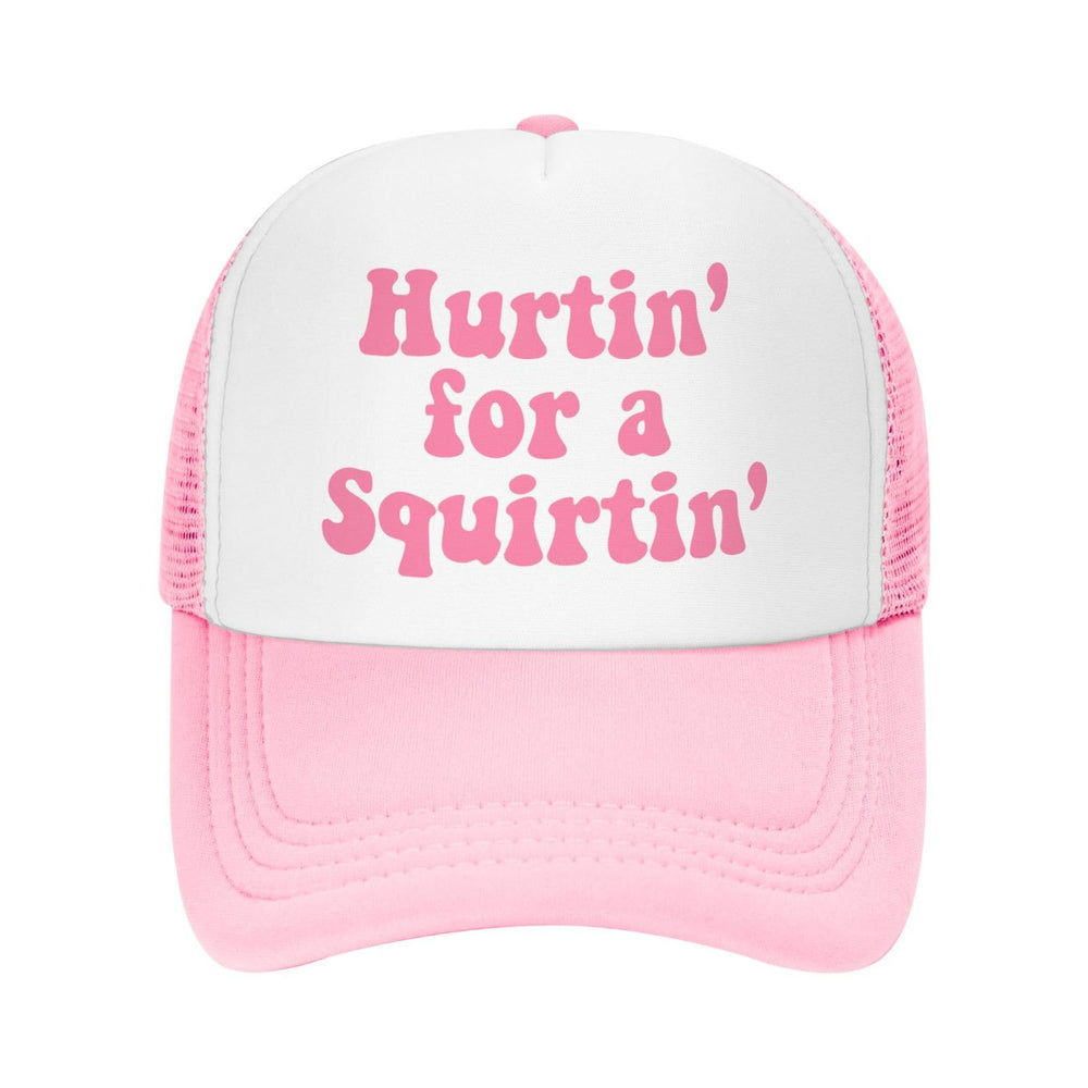 Ckajuoau Hurtin' Squirtin' pink trucker hat with breathable mesh for all-day comfort.