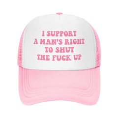 Ckajuoau pink trucker hat front view with breathable mesh for all-day comfort.
