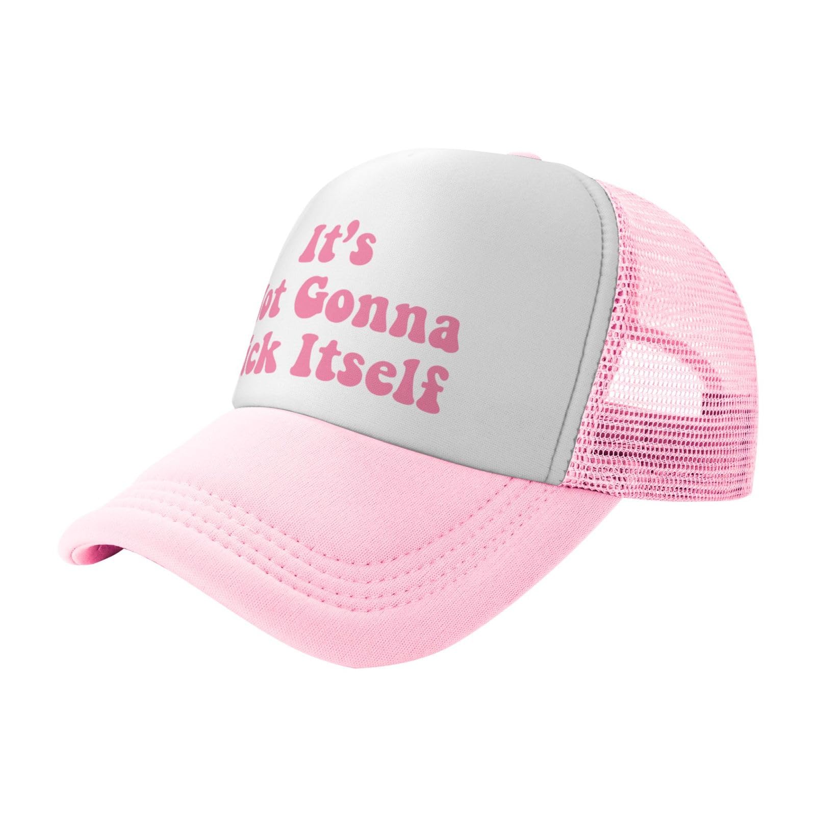 Ckajuoau pink trucker hat adjustable strap for secure, personalized sizing.