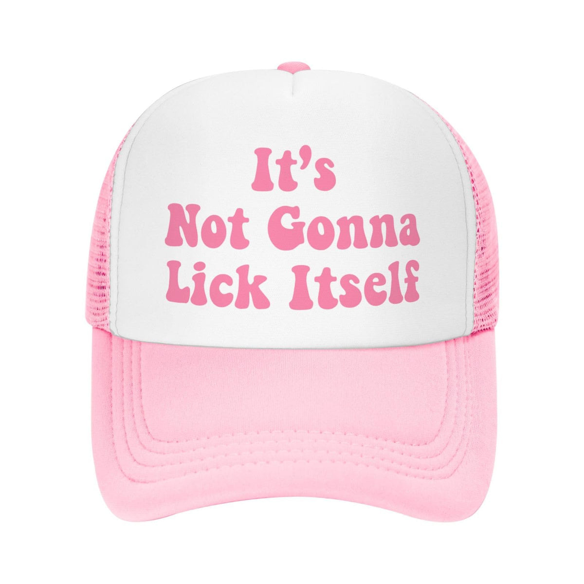 Ckajuoau pink trucker hat front view with adjustable fit for all-day comfort.