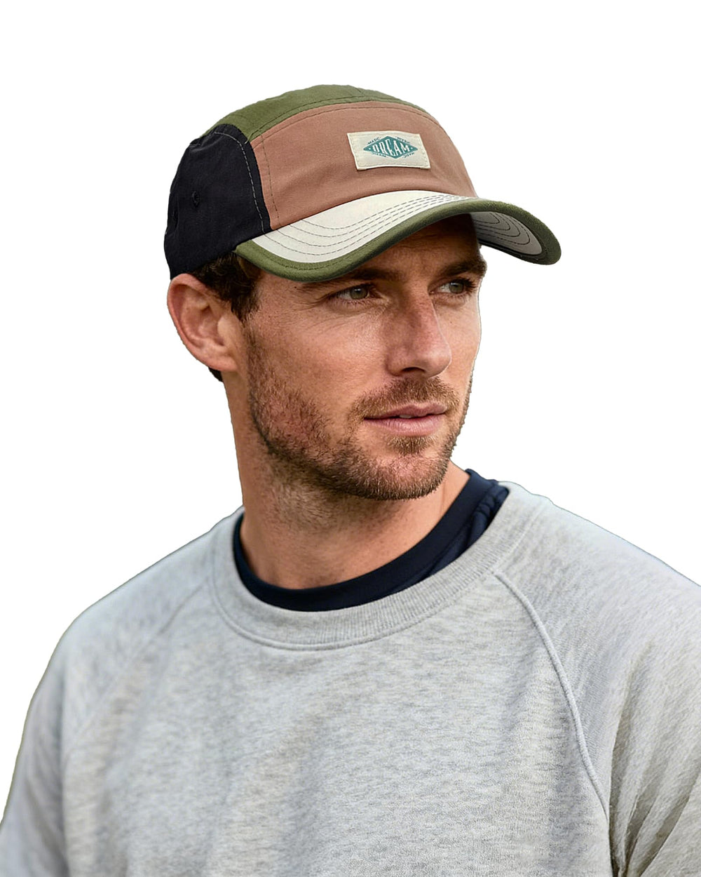 Clakllie Khaki 5-Panel Snapback Cap - Front View