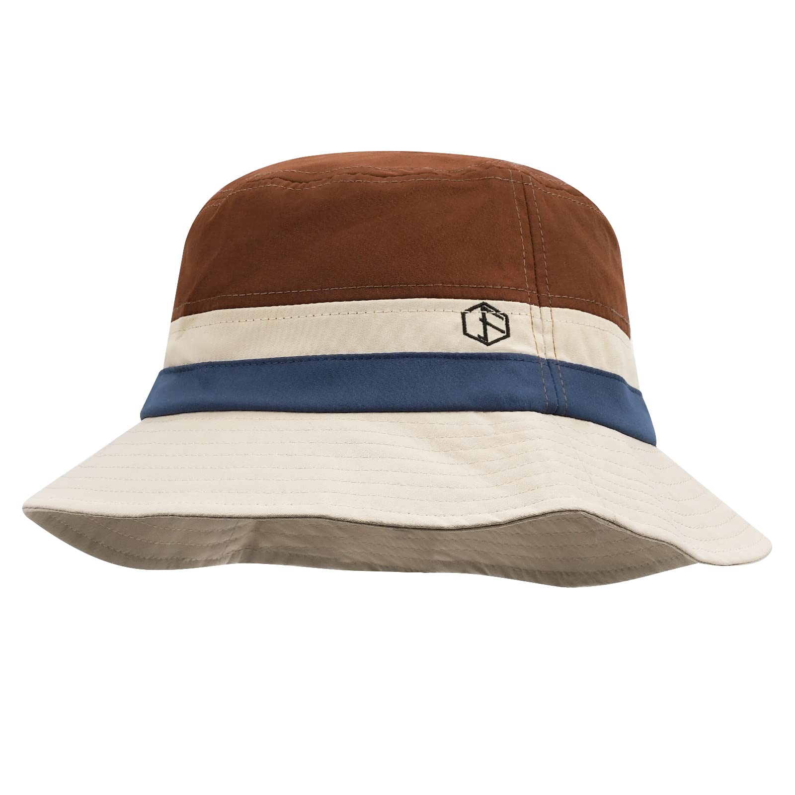 Clakllie RNYF07 Brown cotton fishing hat with embroidery