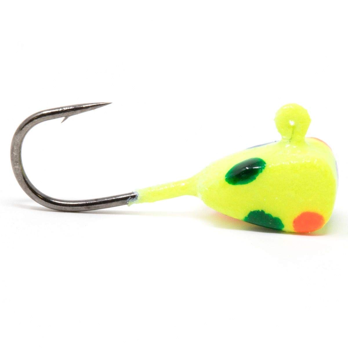 CLAM 14407 Genz Drop-Kick Glow Chart Wonderbread ice fishing lure, high visibility