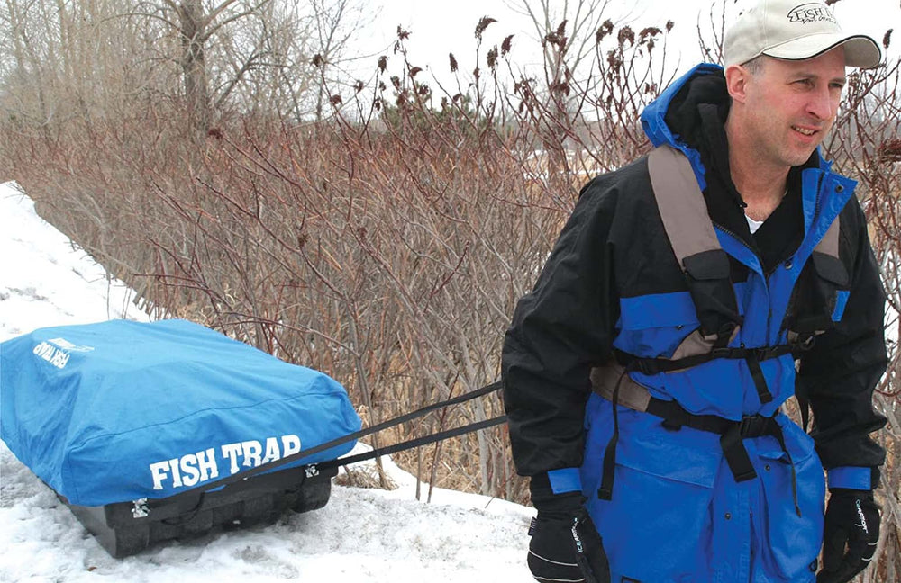 CLAM 8427 sled pulling harness in black enables effortless ice shelter repositioning