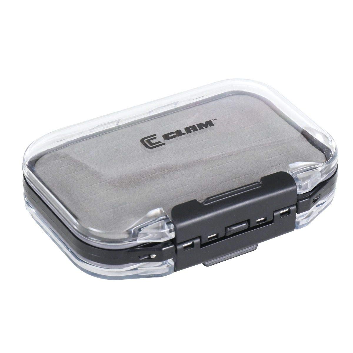 CLAM 8813 Jig Box Medium interior slots showing 146 jig compartments for easy organization.