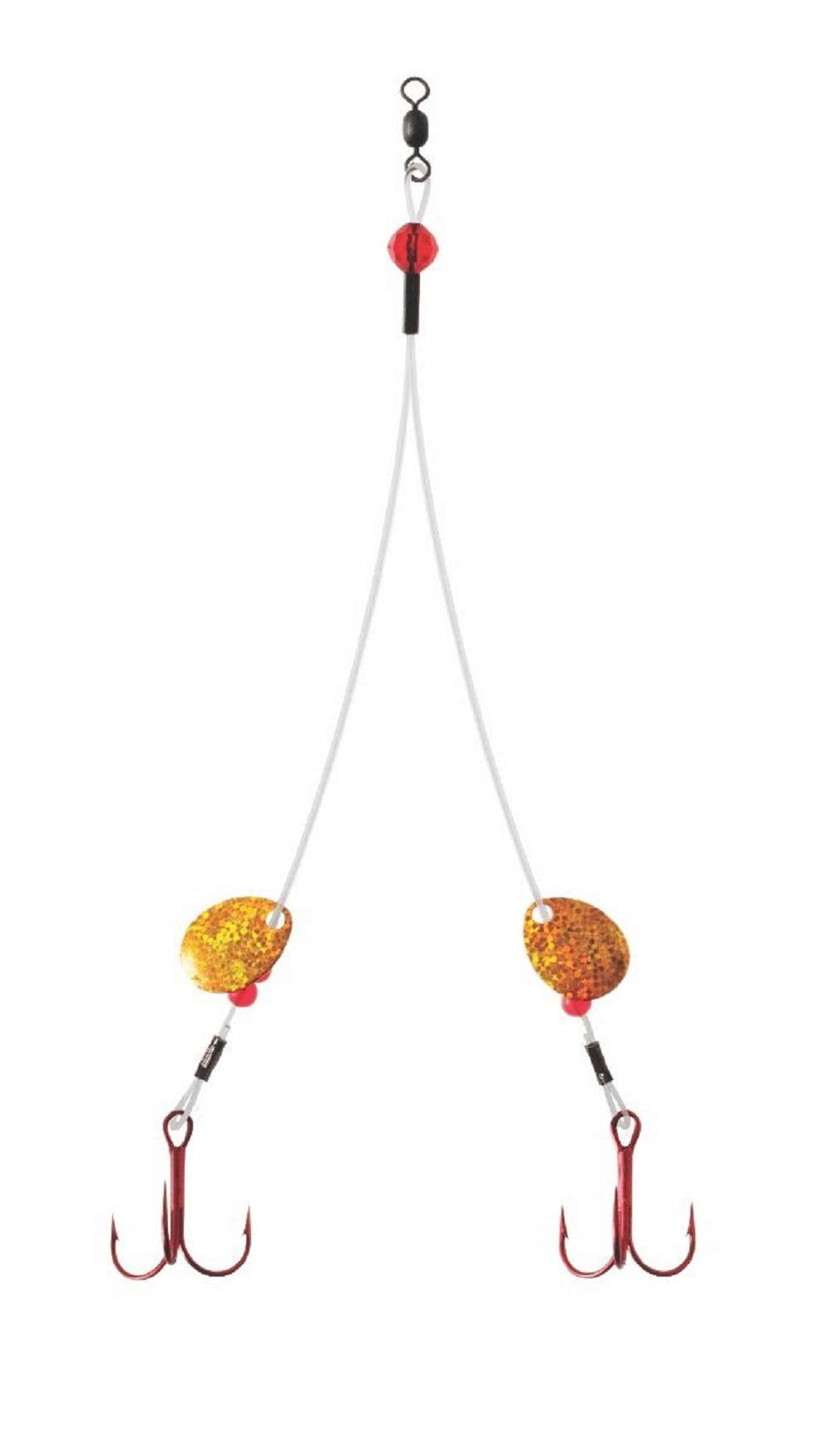 CLAM 9705 Fluoro Big Tooth Rig Size 2 in gold for reliable ice fishing setups.