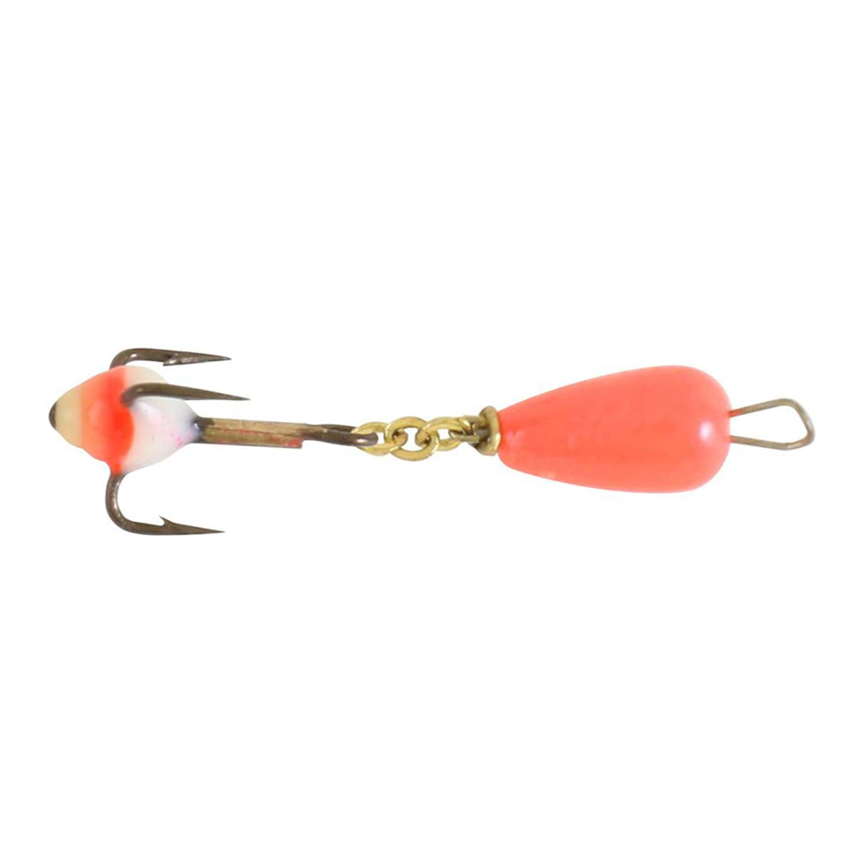 Clam Dropper Spoon Glow Red attracts panfish with tungsten glow.
