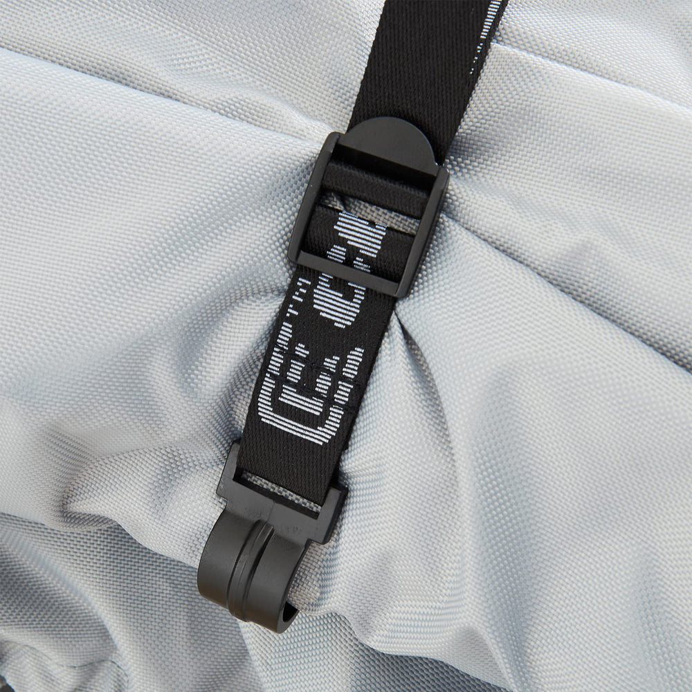 CLAM Fish Trap Deluxe Travel Cover 12593 secure-attachment shows stability on rough terrain.