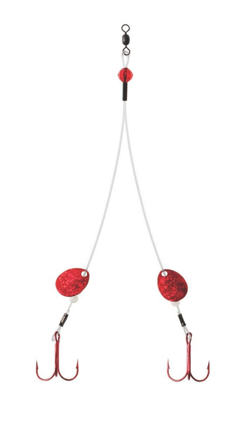 CLAM Fluoro Big Tooth Rig size 2 in red, durable ice fishing setup.