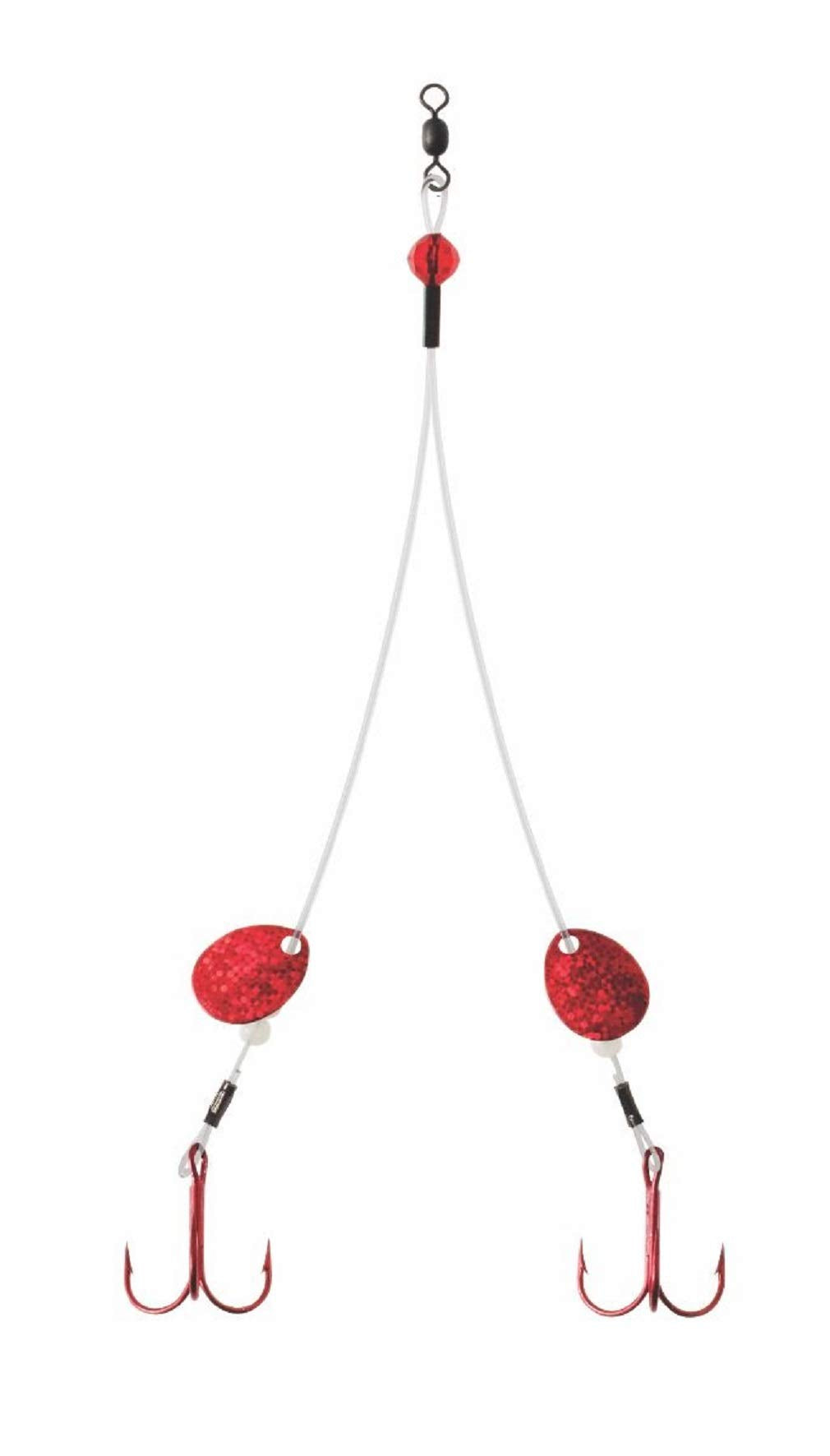 CLAM Fluoro Big Tooth Rig size 2 in red, durable ice fishing setup.