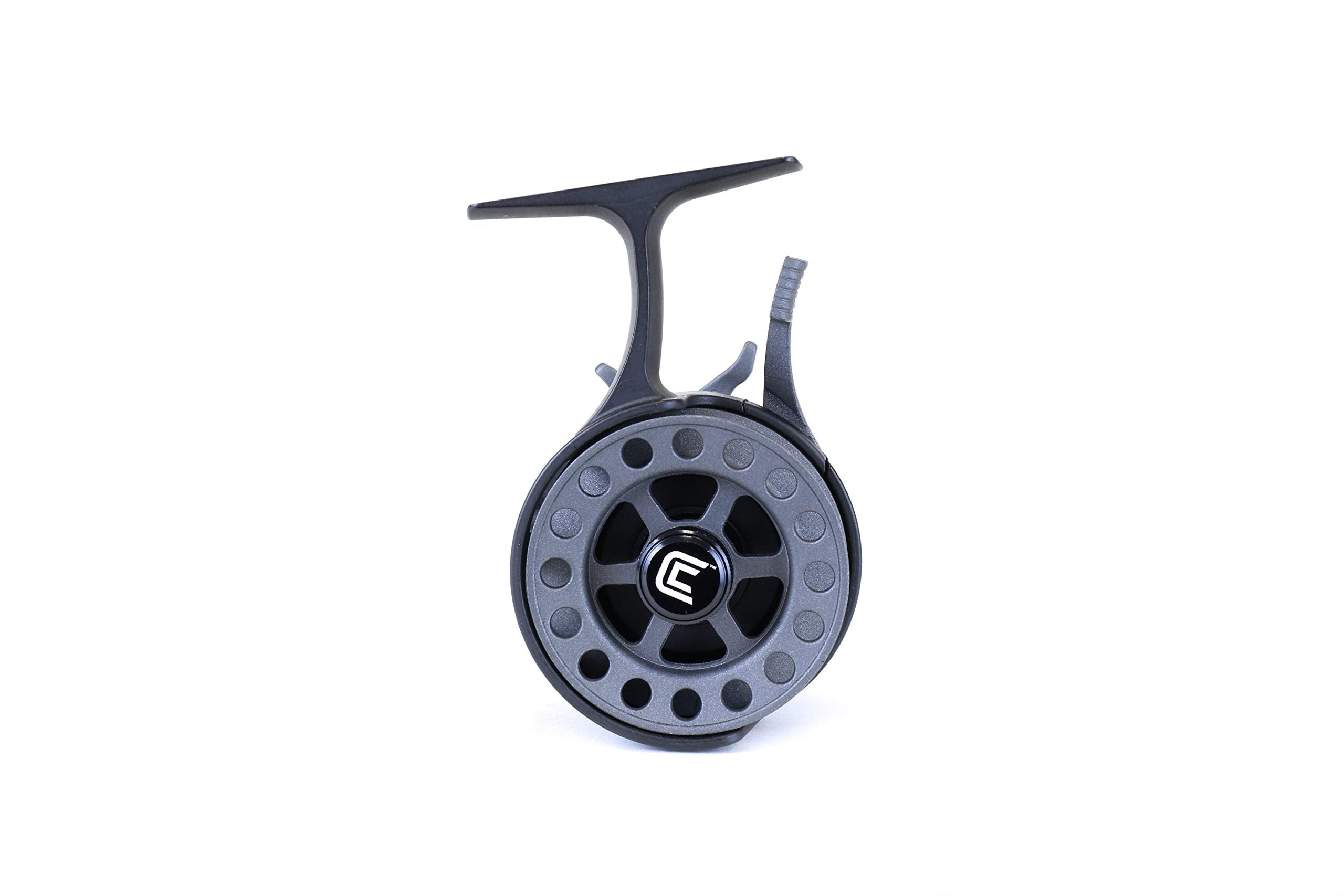 CLAM Gravity inline ice reel featuring 3+1 bearings for effortless cranking.
