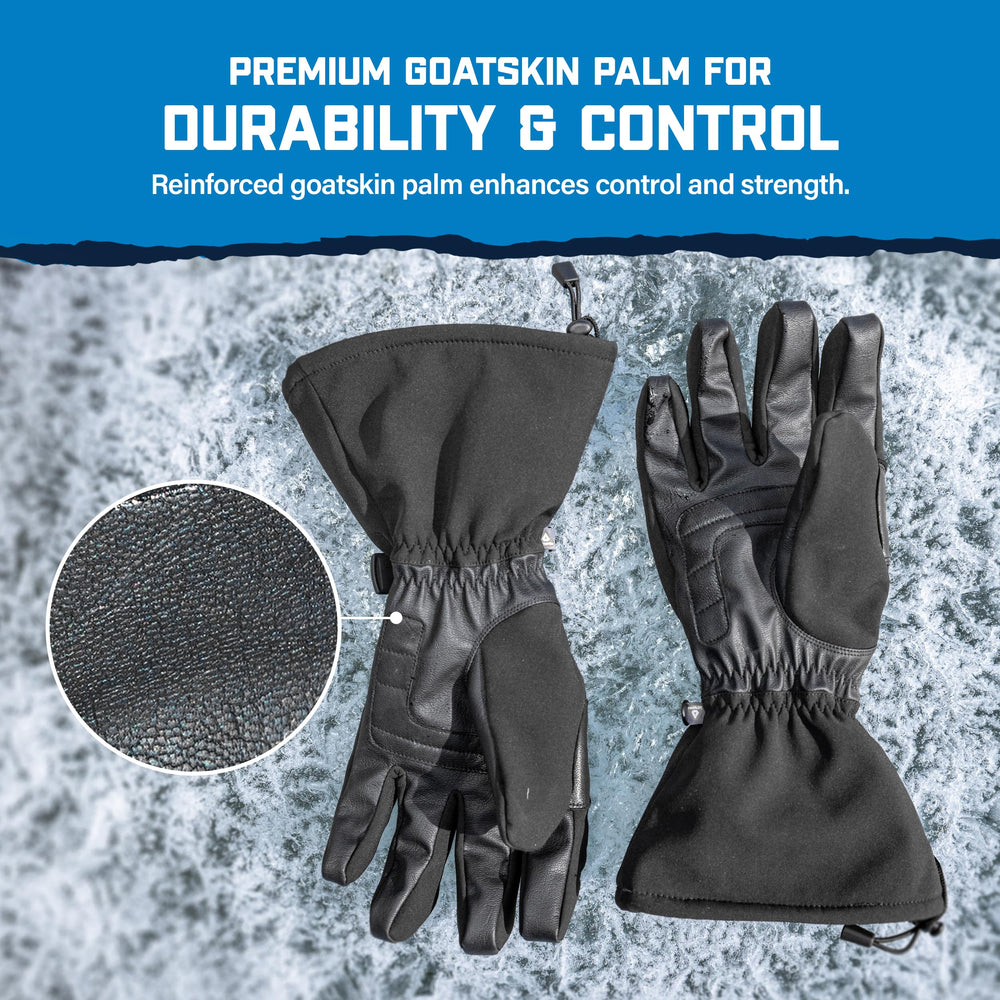 CLAM IceArmor Extreme Gloves PrimaLoft insulation detail supports cold-weather protection for riders.