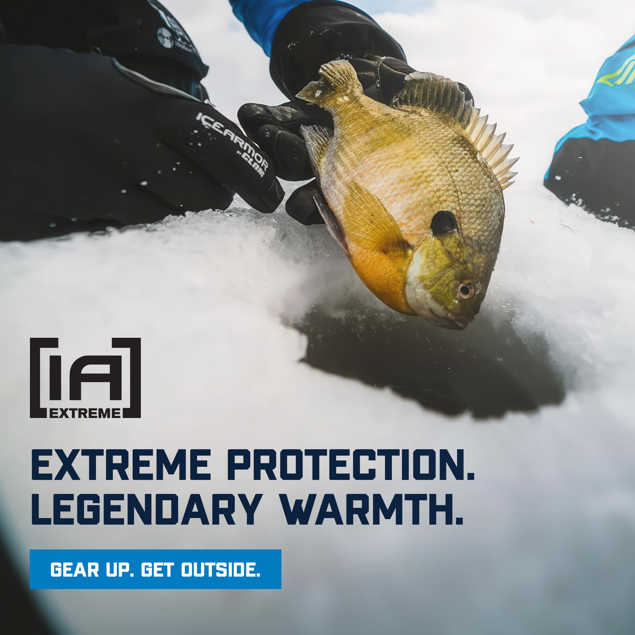 CLAM IceArmor Extreme Gloves soft-shell texture for flexible, precise hand movement.