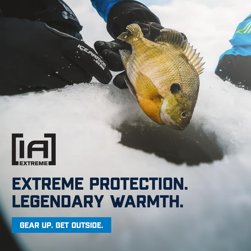 CLAM IceArmor Extreme Gloves soft-shell texture for flexible, precise hand movement.