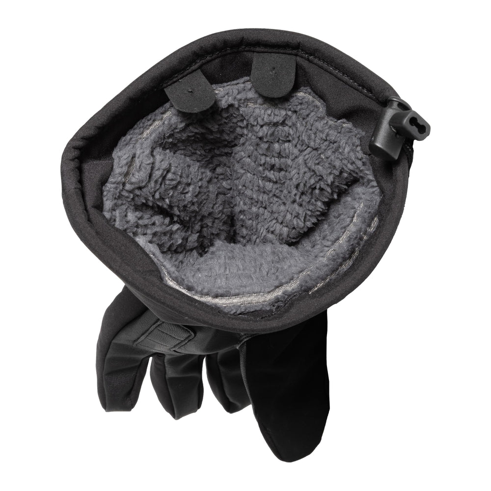 CLAM IceArmor Extreme Gloves three-layer-outer close-up shows durable DWR shell for wet conditions.