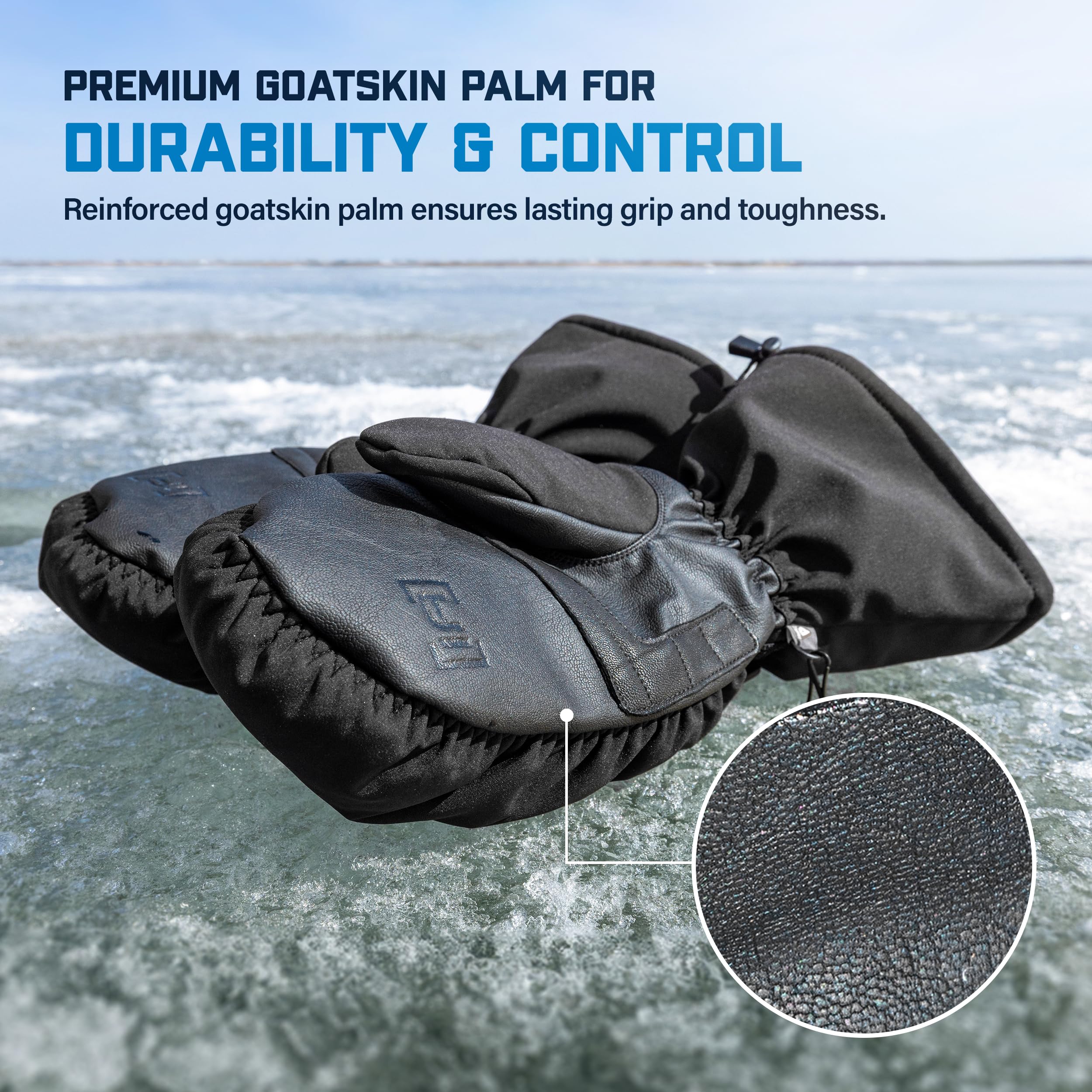 CLAM IceArmor Extreme Mitts Primaloft Active Evolution liner closeup for warmth