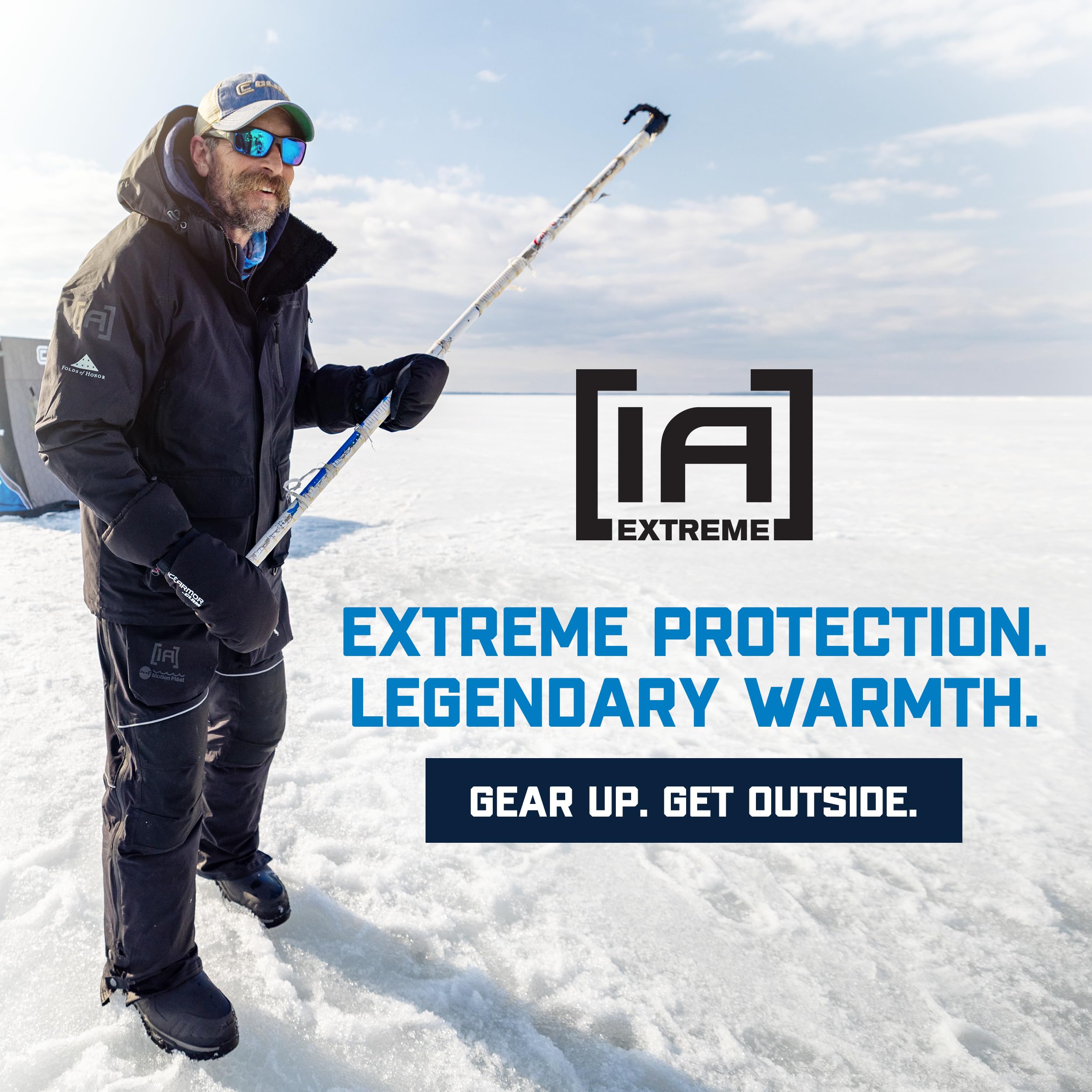 CLAM IceArmor Extreme Mitts in wet conditions use showing grip and dryness