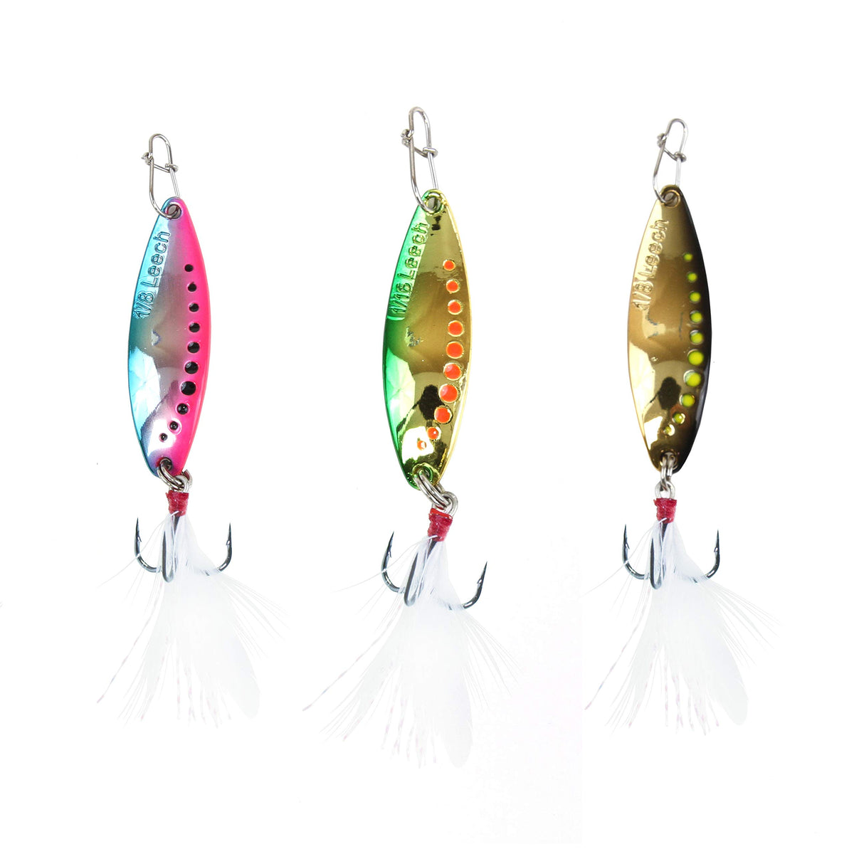 CLAM Leech Flutter Spoon Kit in 1/8oz for precise ice jigging and quick bites