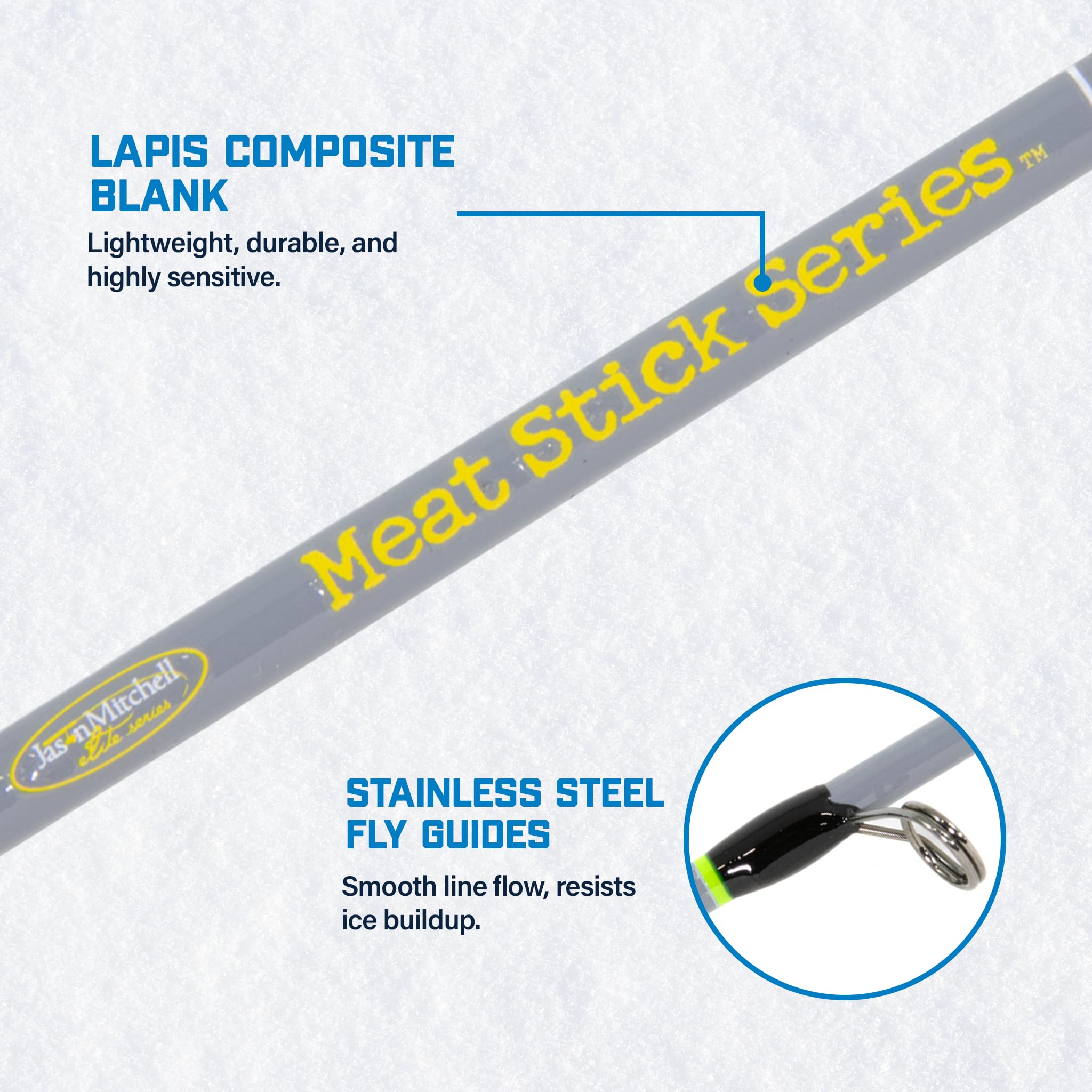 CLAM Meat Stick Rod 32-inch bite-detection tip highlights strike visibility.