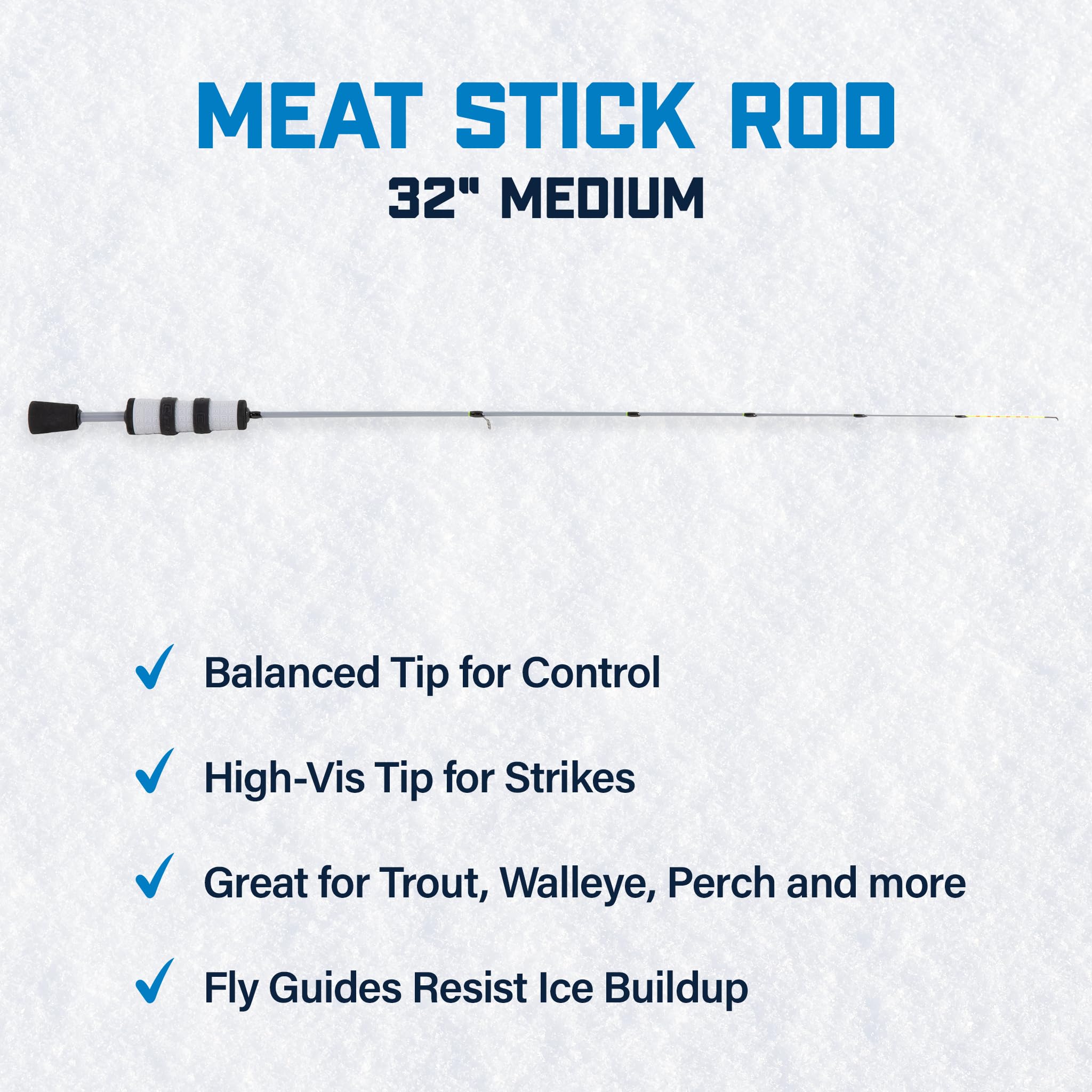 CLAM Meat Stick Rod 32-inch med-action handle offers balanced grip during casting.