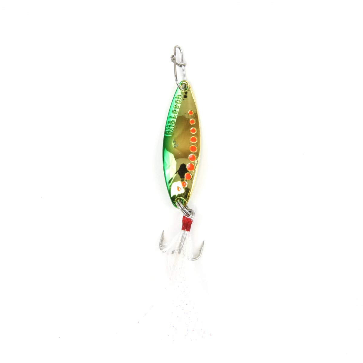CLAM Panfish Leech Flutter Spoon in perch jigging action for ice fishing.