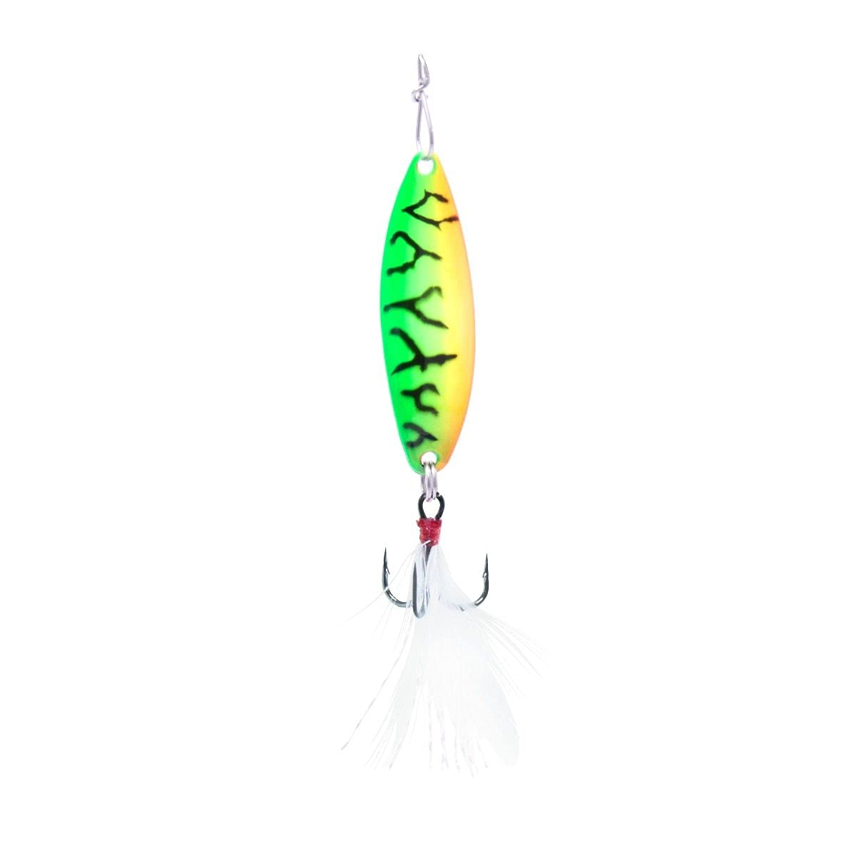 CLAM Panfish Leech Flutter Spoon 14 glow firetiger boosts visibility and action on ice
