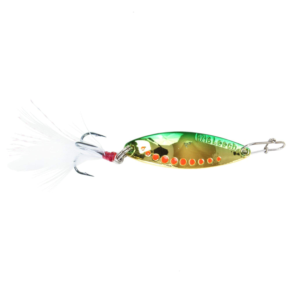 CLAM Panfish Leech Flutter Spoon glow pink aids daybreak bite detection.
