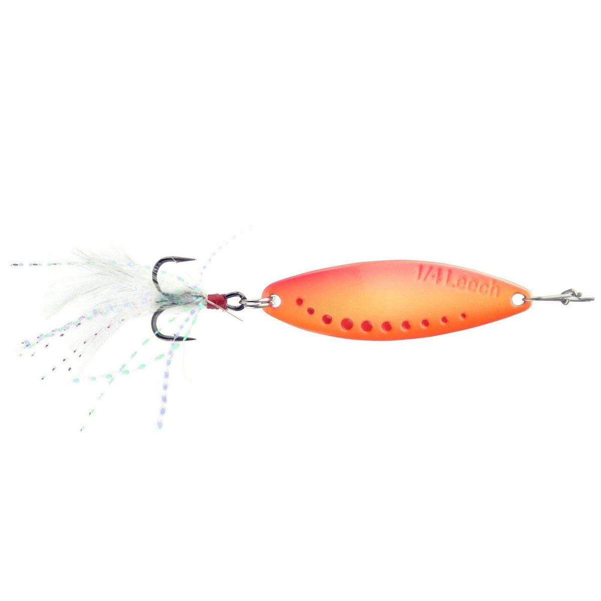 CLAM Panfish Leech Flutter Spoon glow chart pink 1/32oz size 14 for ice fishing.