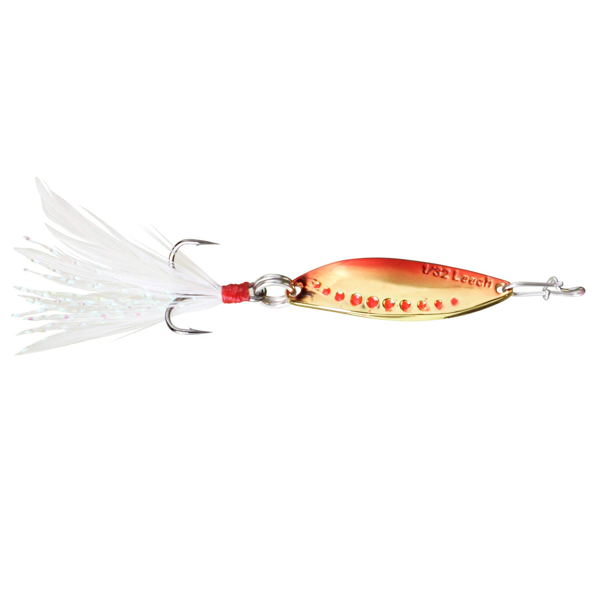 CLAM Panfish Leech Flutter Spoon in red-gold finish ready to entice panfish.