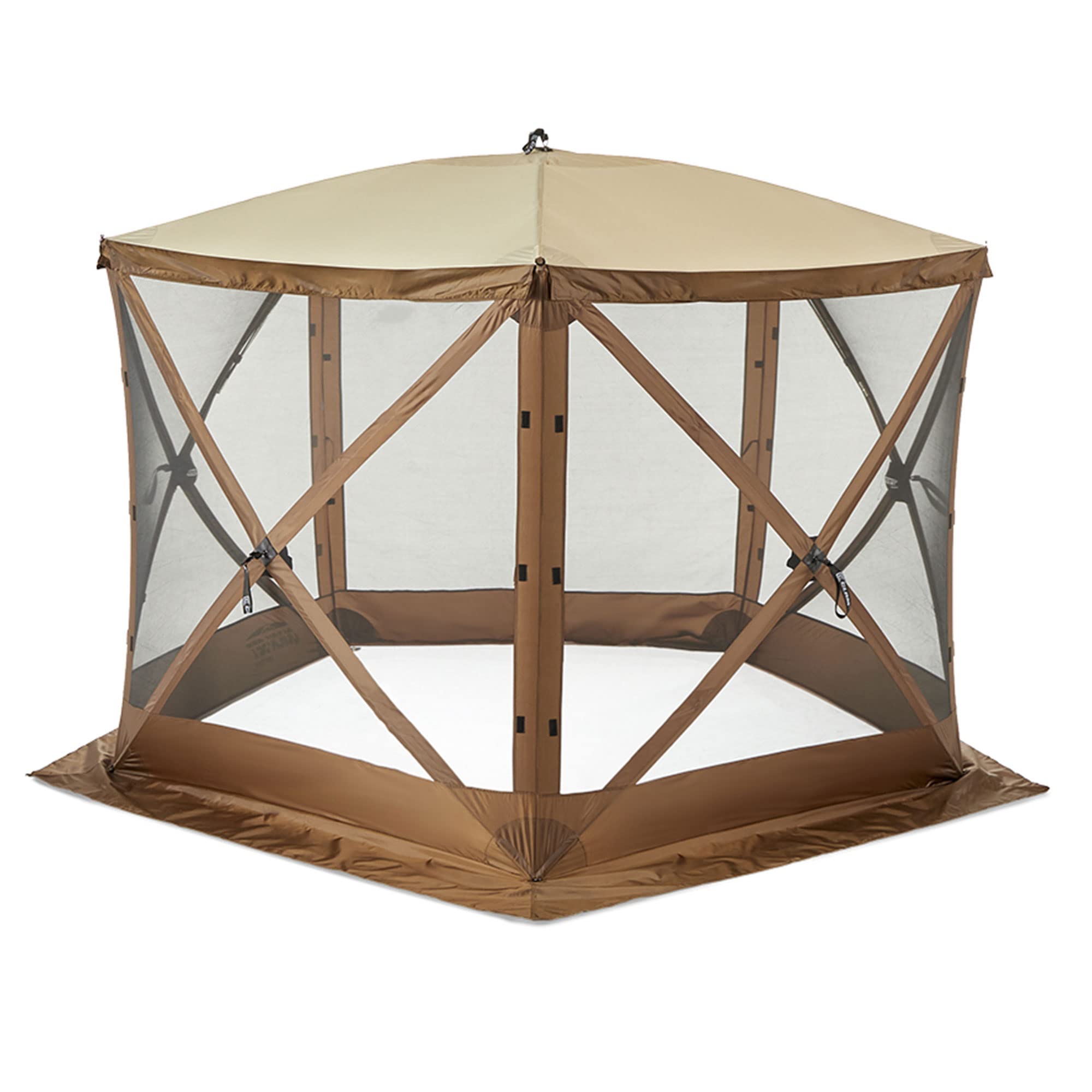 CLAM Pop Up Screen Tent 9x9 taped seams enhance weather protection.