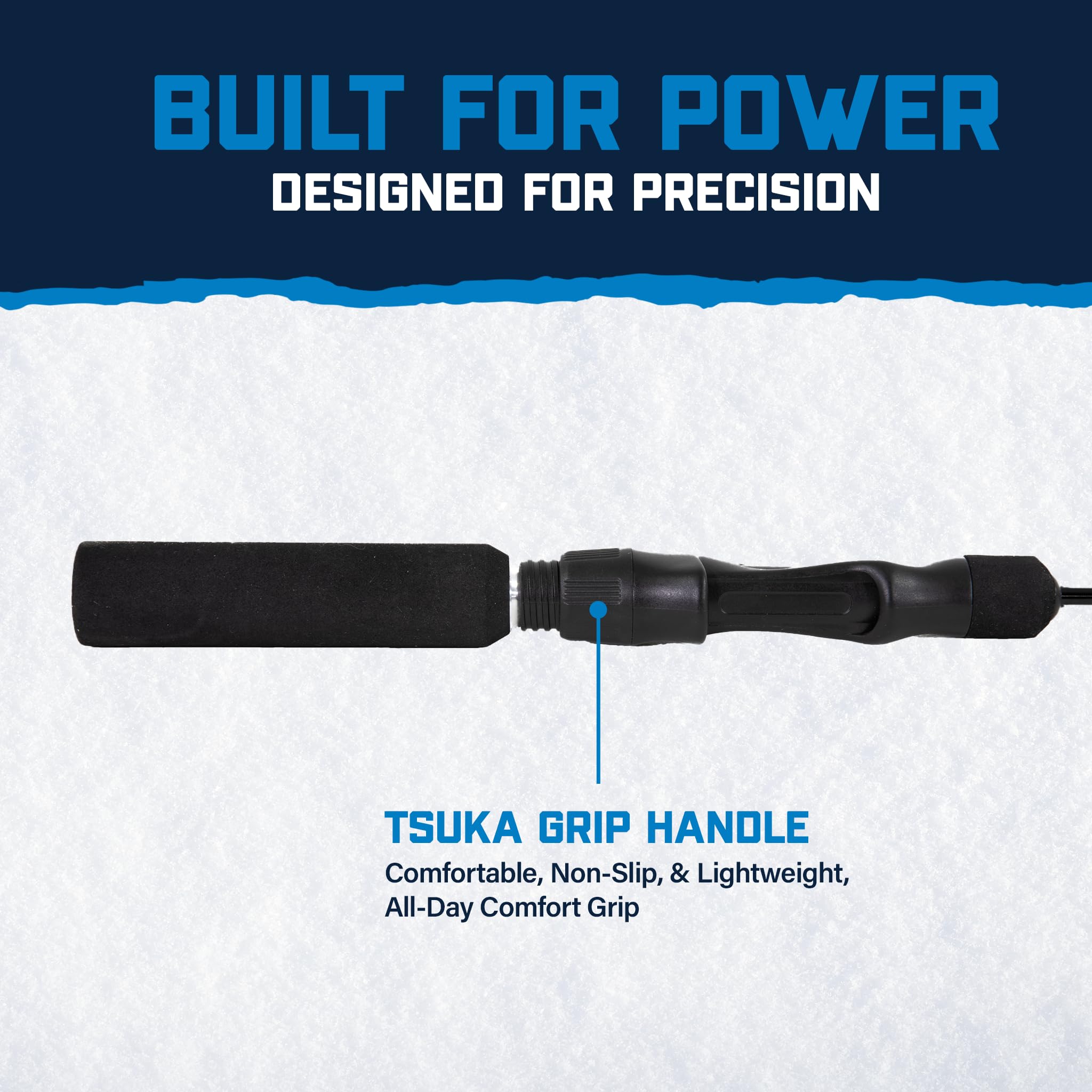 CLAM Predator 42in rod with EVA handle for comfortable all-day grip.