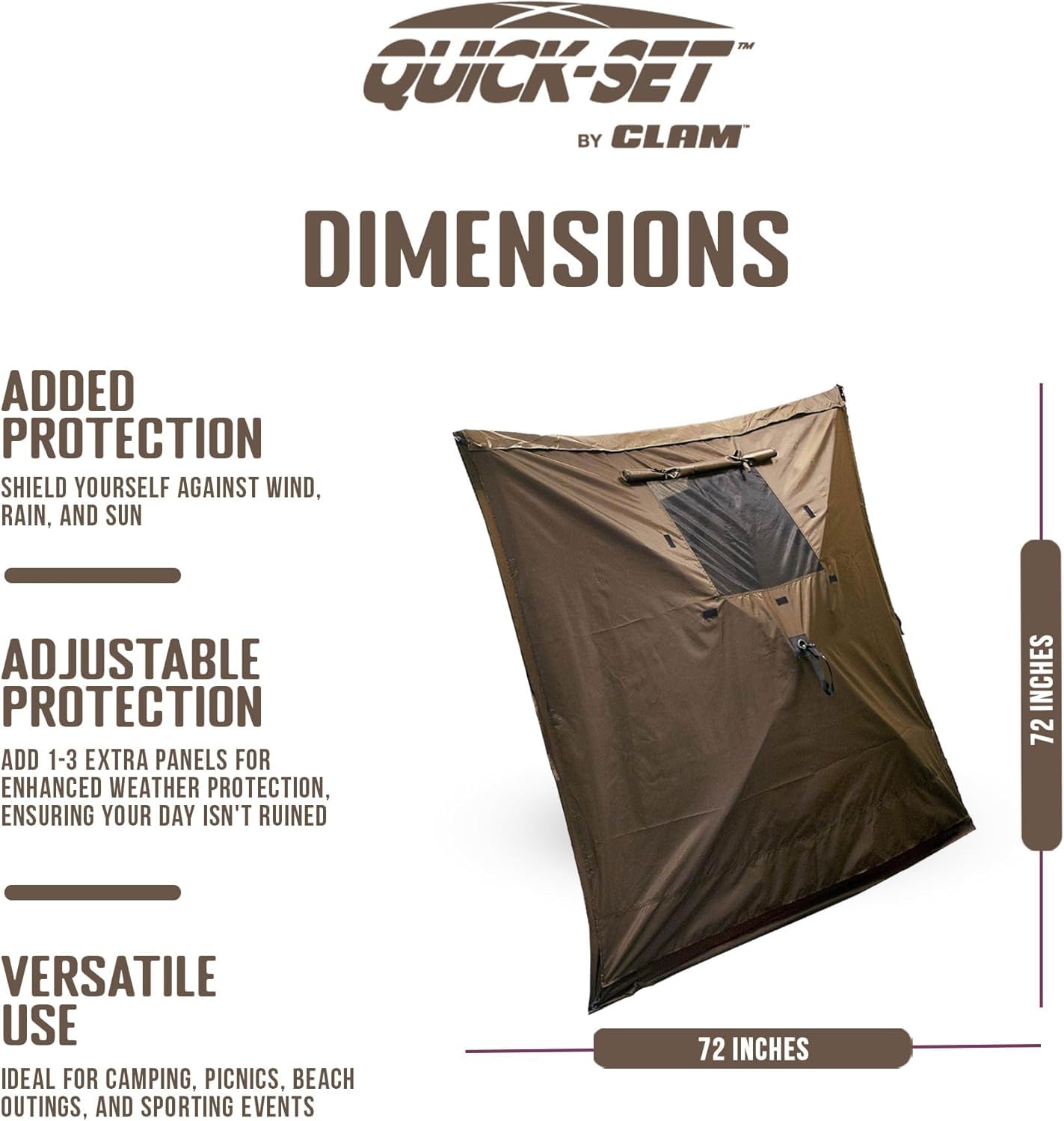 CLAM panel with D-rings and Velcro enables quick setup.