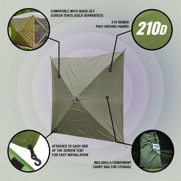 CLAM Quick-Set wind and sun panels Poly Oxford fabric close-up emphasizes durability