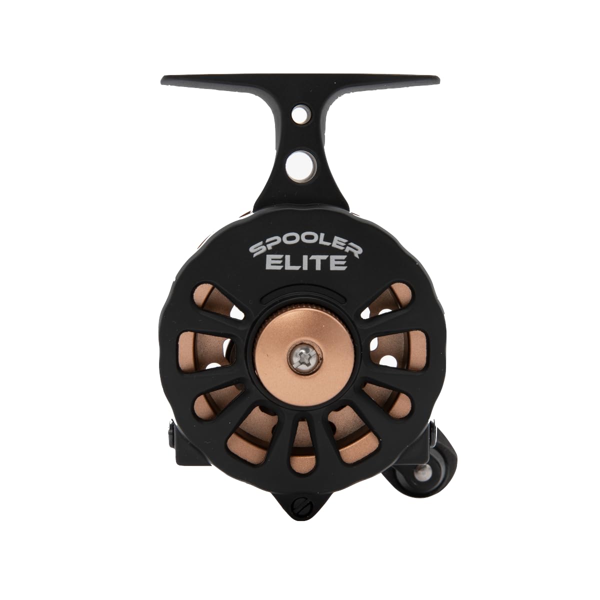 CLAM Spooler Elite Bronze inline ice reel with smooth dial drag for precise, controlled retrieves on ice