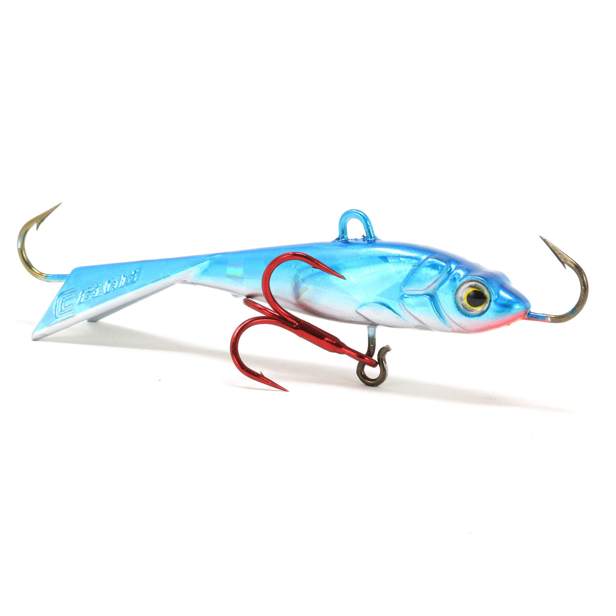 CLAM Tikka Mino blue/silver holo shown for vertical presentation.