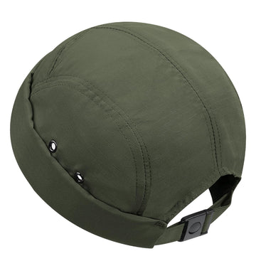Front view of CLAPE Brimless Cap for Men in black lightweight nylon