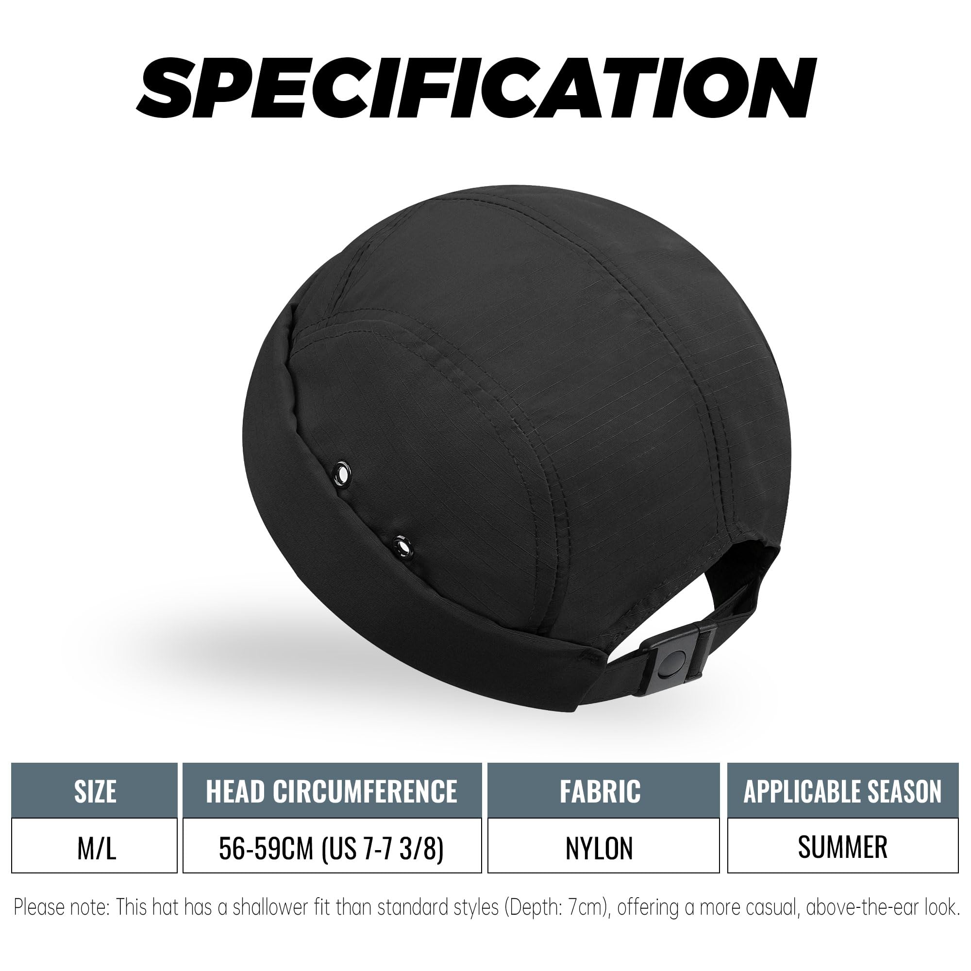 Hat folded for compact packing with CLAPE brimless cap