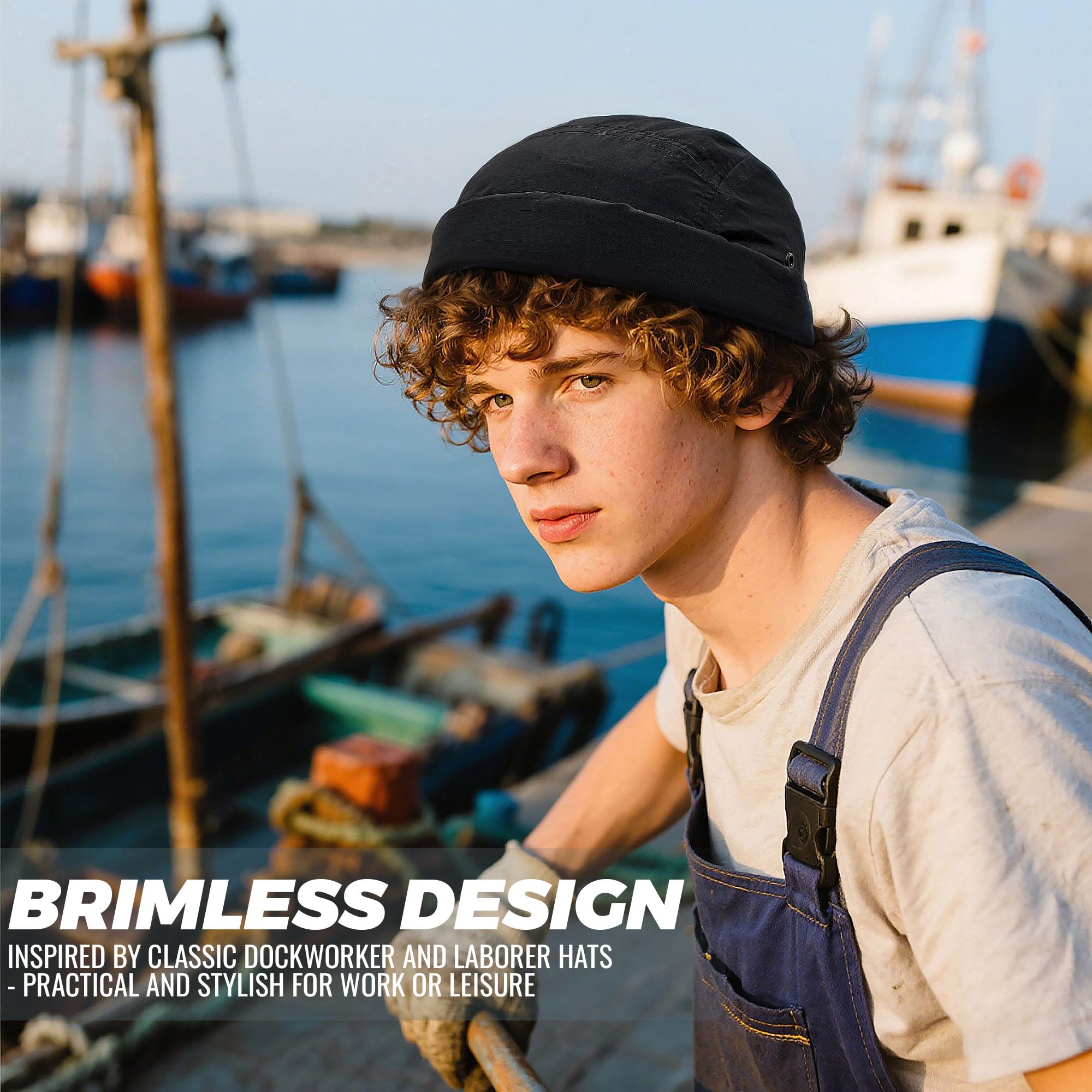 Breathable metal eyelets on CLAPE brimless cap