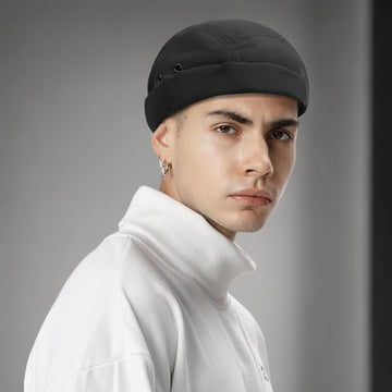 Lifestyle image of CLAPE brimless cap in outdoor setting