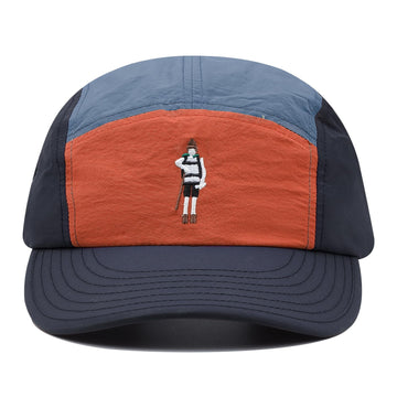 Front embroidery design on CLAPE curved bill dad cap.