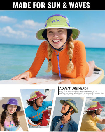 UPF 50+ sun protection feature label on hat