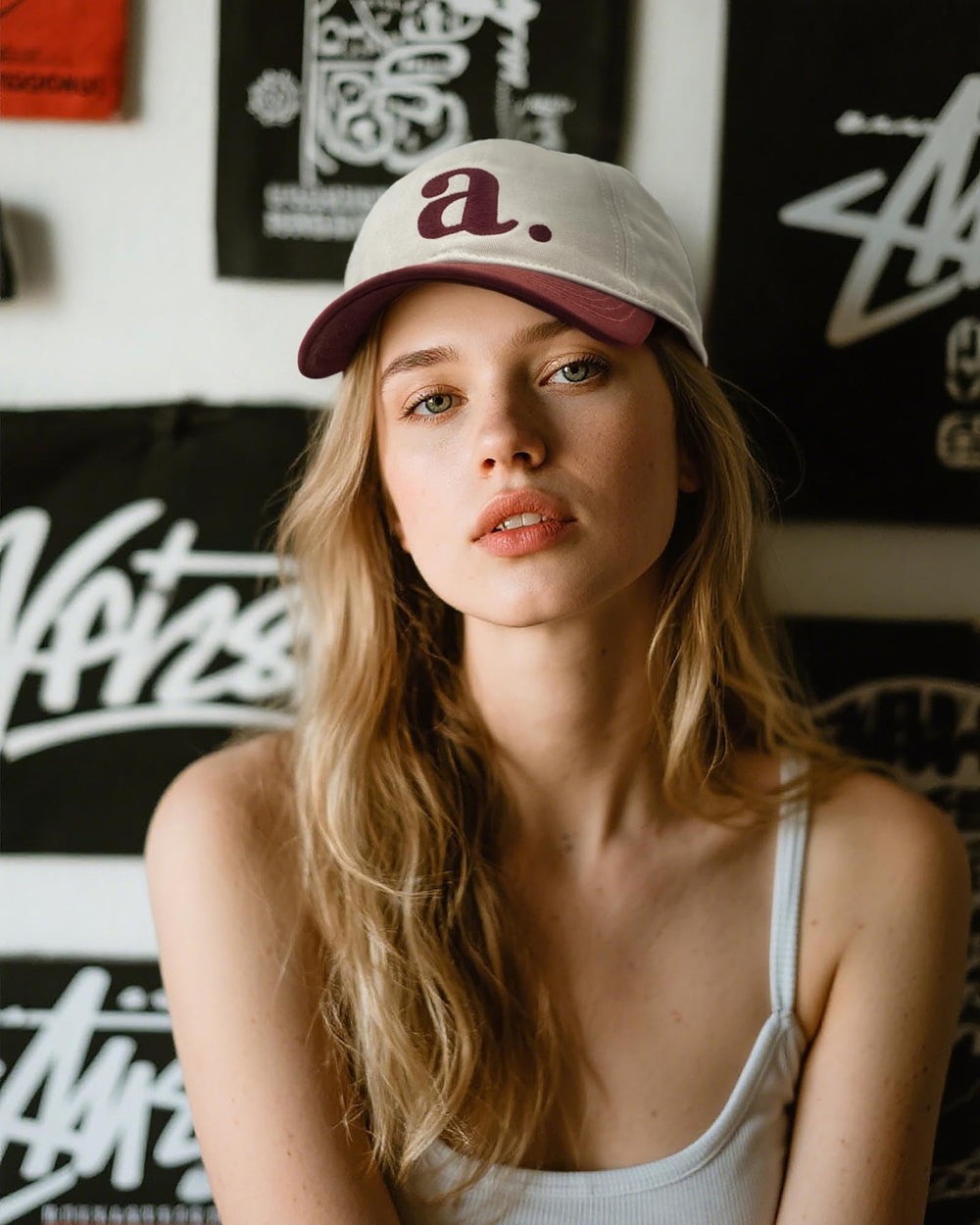 Close-up of embroidery detail on CLAPE cap