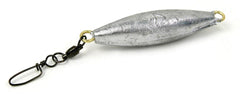 Clarkspoon 4oz ball-bearing sinker with snap swivel for smoother trolling and easier rig changes.