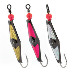 Clarkspoon Black Chrome 3-pack spoons with built-in swivel for trolling and casting in saltwater.