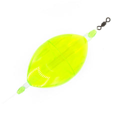 Clarkspoon weighted rig with 2.5-inch chartreuse bubble float boosts distance and attracting action.