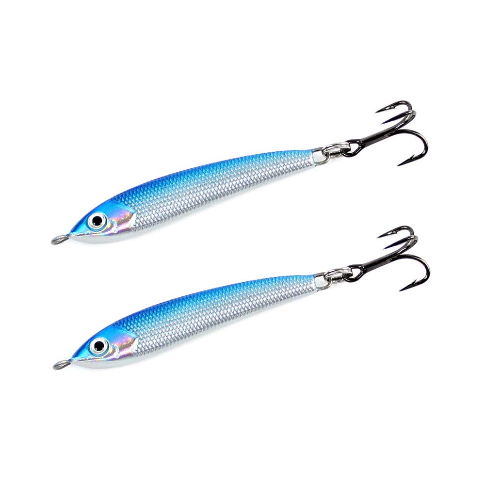 Clarkspoon Minnow Jig blue-silver finish ideal for casting and vertical jigging to attract bluefish