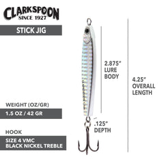 Clarkspoon Stick Jig used for casting at bonito, albacore, and similar species.