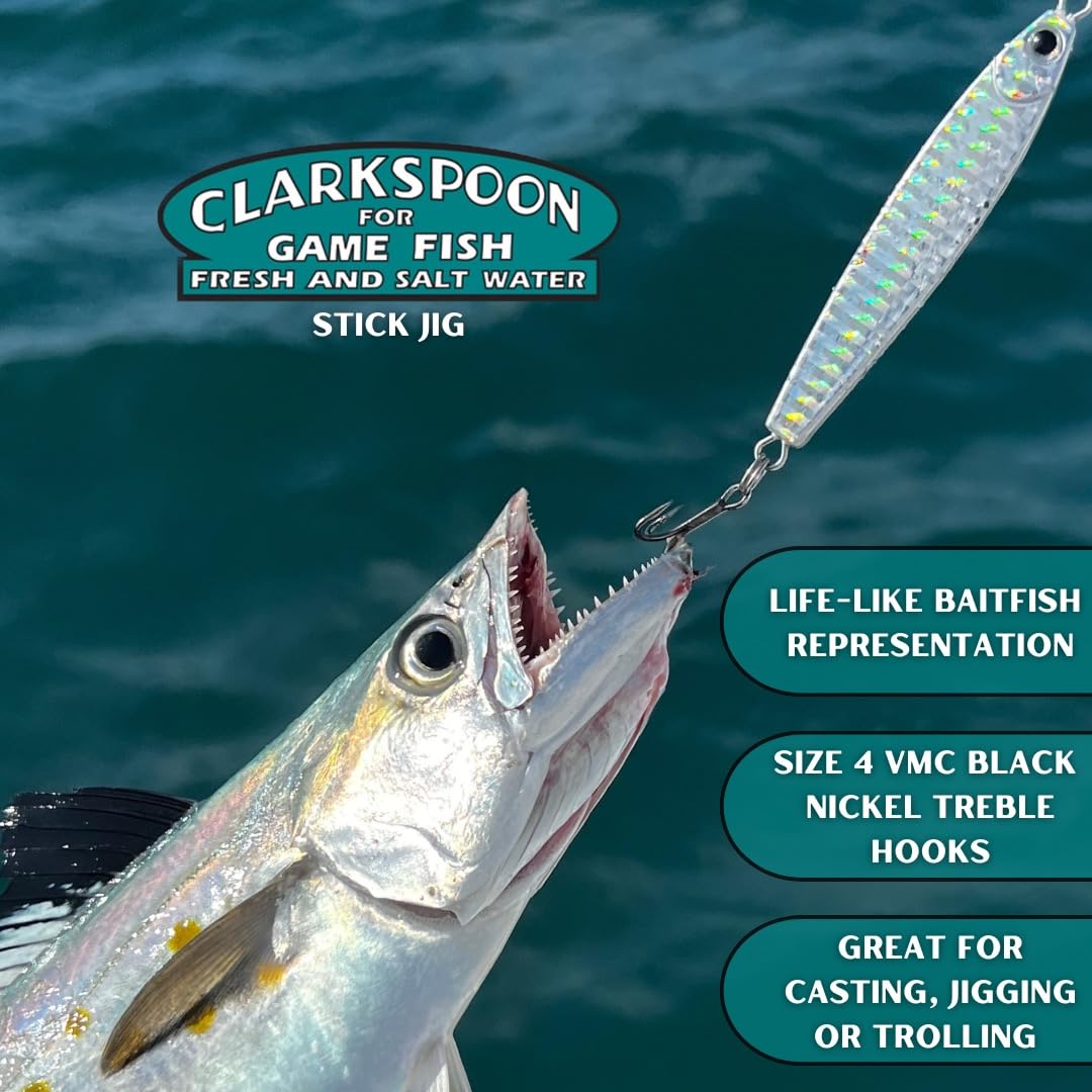 Clarkspoon Stick Jig used for vertical jigging to target bottom species.