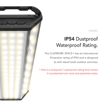 Claymore 3 Face+ portable design conveys quick setup for outdoor lighting.